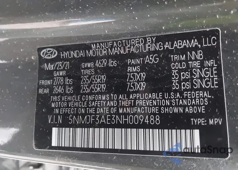 2022 Hyundai Tucson Sel z USA, uszkodzony, nr VIN 5NMJF3AE3NH009488